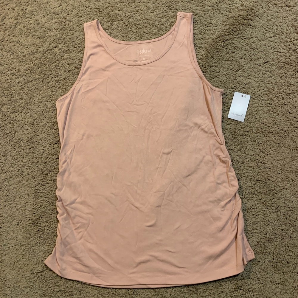 NWT A:Glow Maternity Pink Ruched Tank Top XL